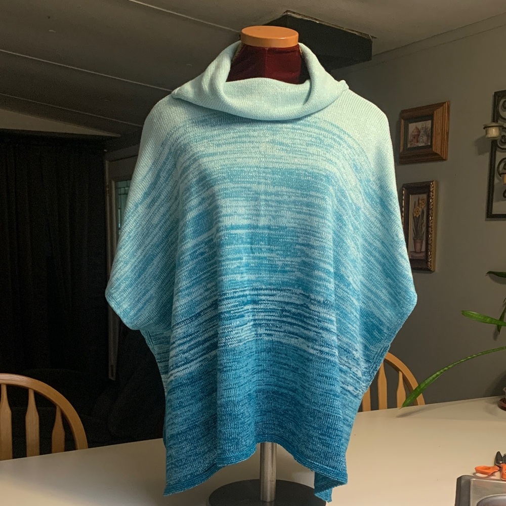 Chicos Blue Hombre Women's Sweater Poncho